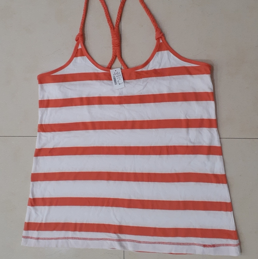 Dots Top White and Orange Size 2x